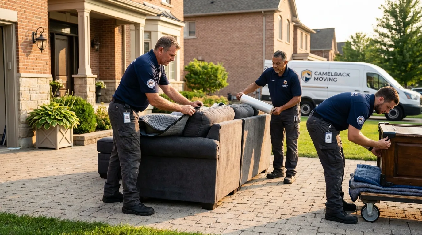 Large estate moving crew wrapping furniture in Belle Vernon, PA