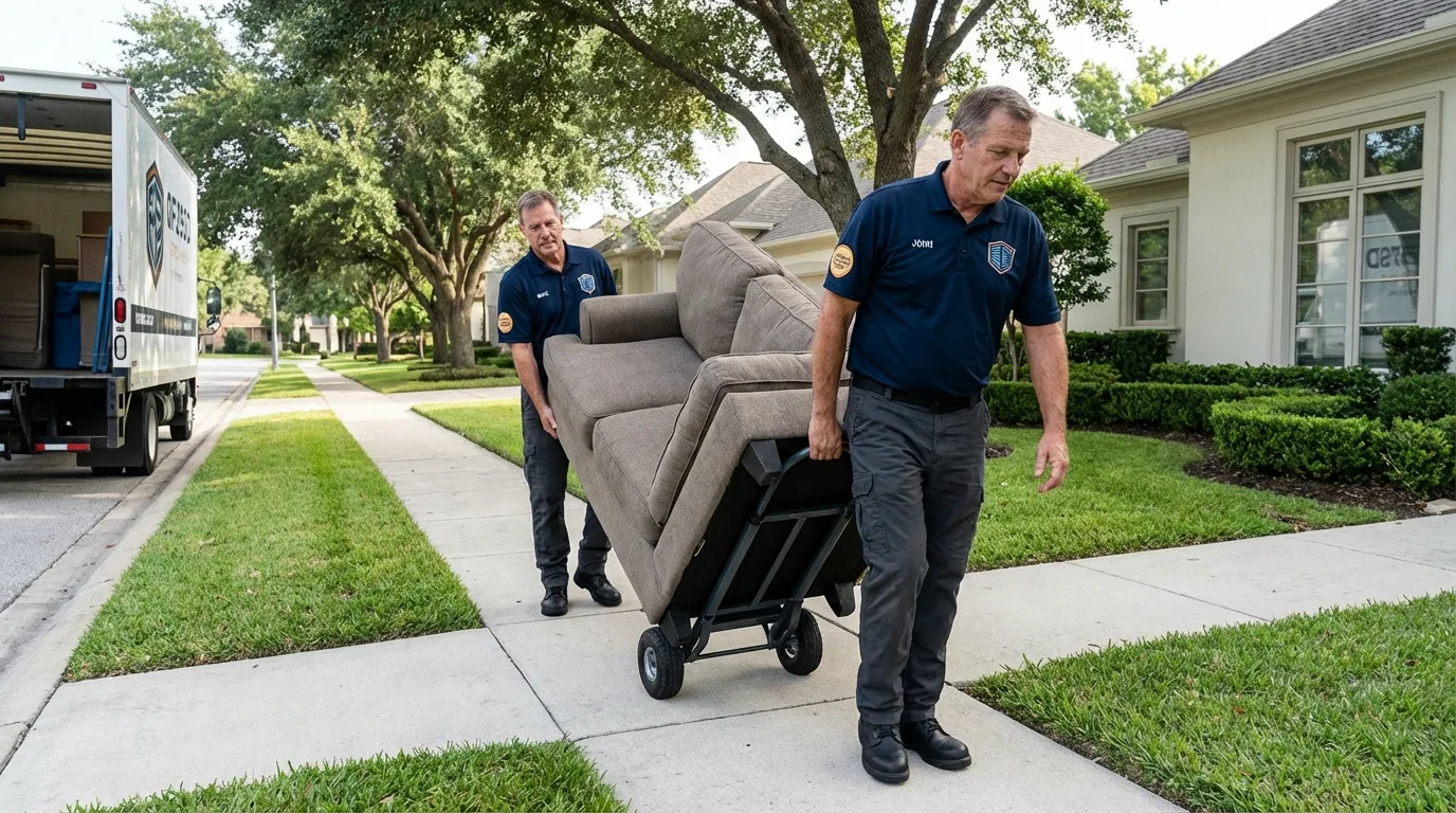 Local residential moving crew loading furniture in Belle Vernon, PA
