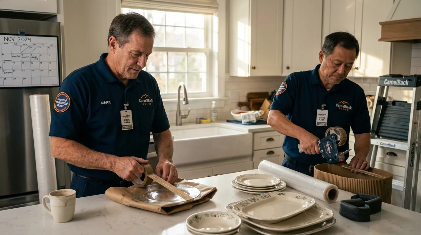 Professional crew packing kitchen dishware in Belle Vernon, PA