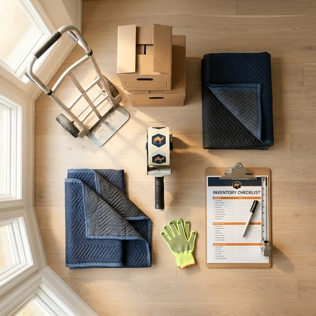 Professional moving supplies and packing materials layout for Belle Vernon residential relocations